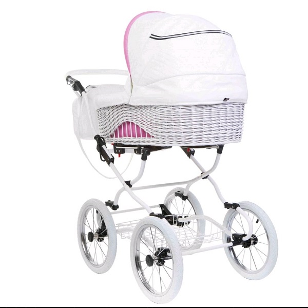 Детская коляска Reindeer Prestige Wiklina 2 в 1 (белый/розовый)