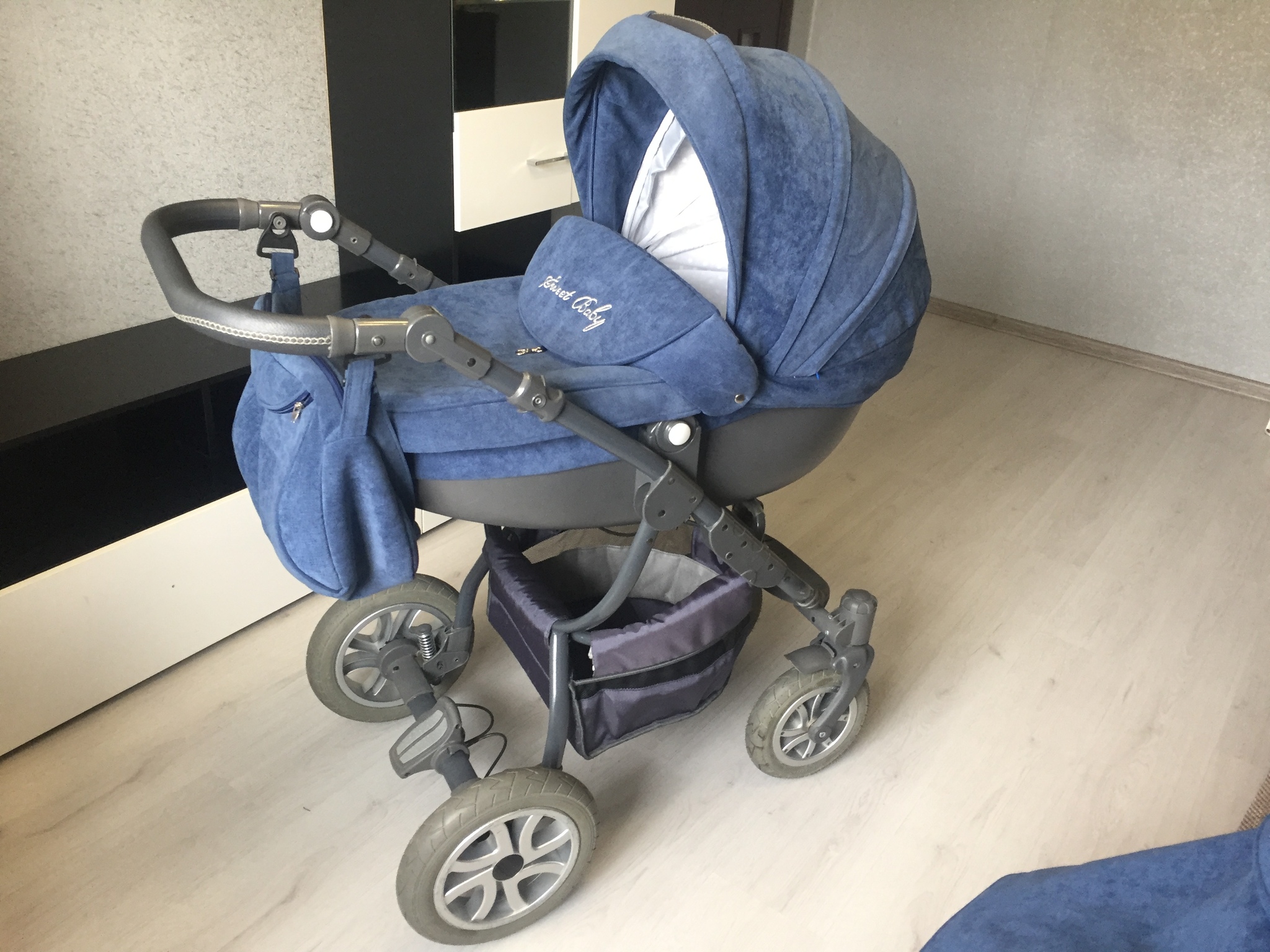 Детская коляска LONEX SWEET BABY PASTEL 2 В 1 (синий)