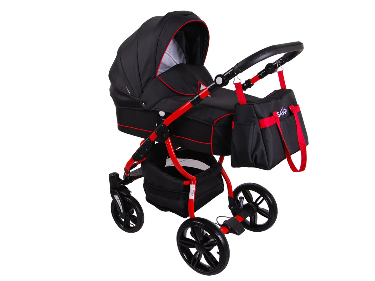 Детская коляска LONEX SAVOY 2 В 1 (черный/красный)