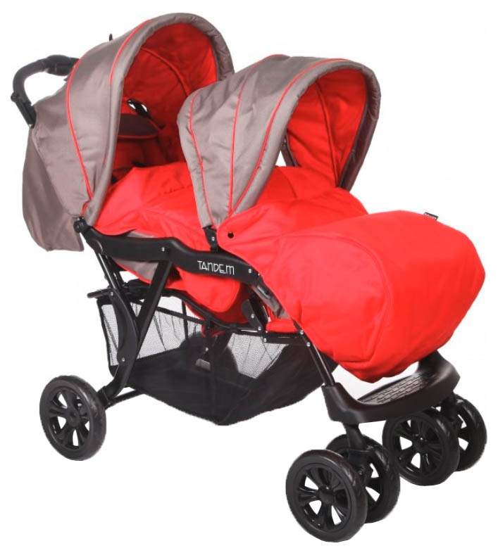Прогулочная коляска Baby Care Tandem для двойни (красный)