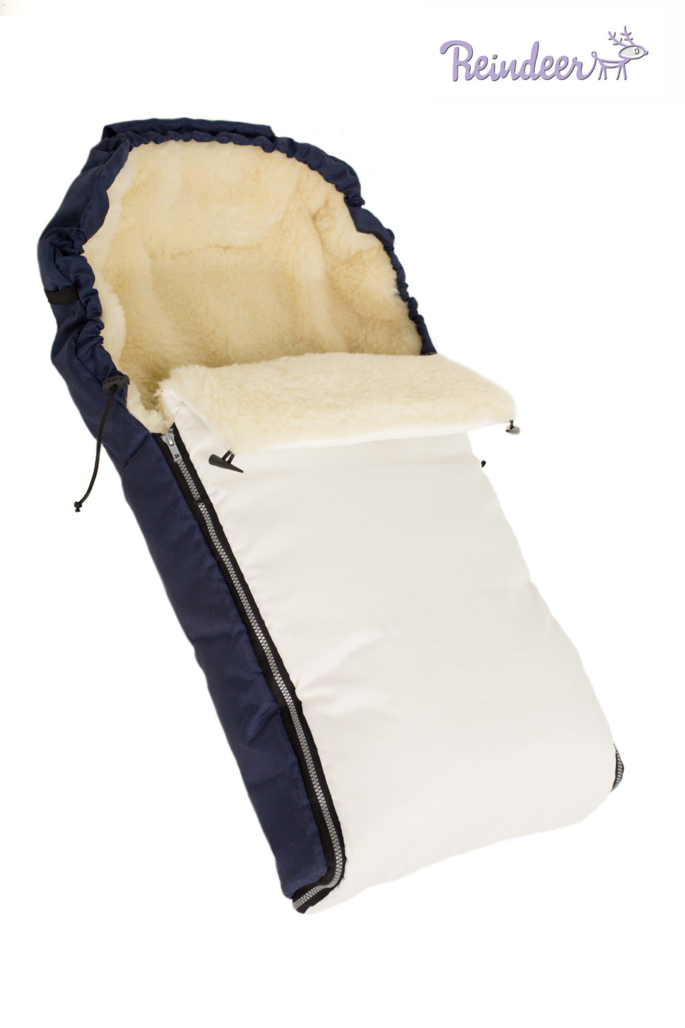 Коляска Reindeer Style Leather Collection 2 в 1 с конвертом, эко-кожа (белый/синий)