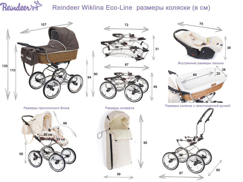 Коляска-люлька для новорожденного Reindeer Prestige Wiklina Eco-line (коричневый)