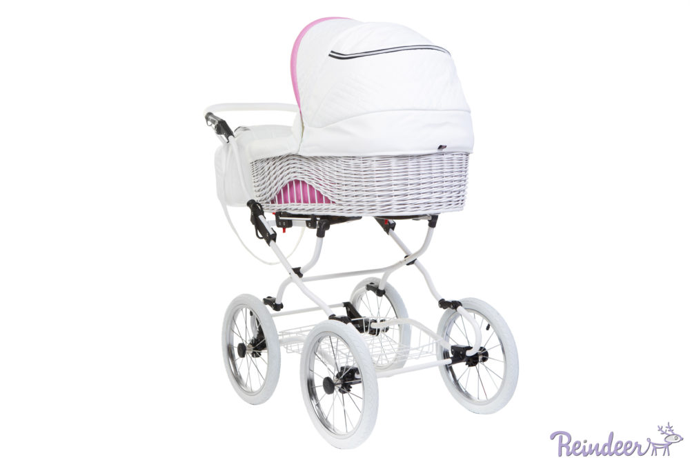 Детская коляска Reindeer Prestige Wiklina 3 в 1 (белый/розовый)