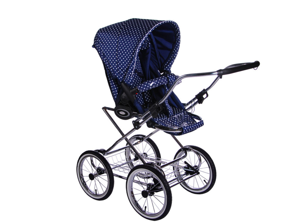Детская коляска LONEX CLASSIC RETRO 2 в 1 (Темно-синий/белый)