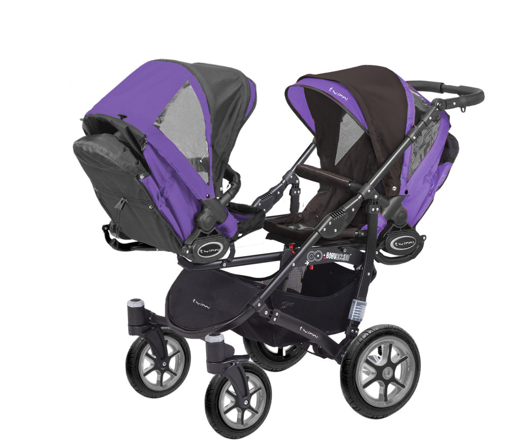 Коляска для двойни BabyActive Twinny Standart 2 в 1 Black (Фиолетовый)