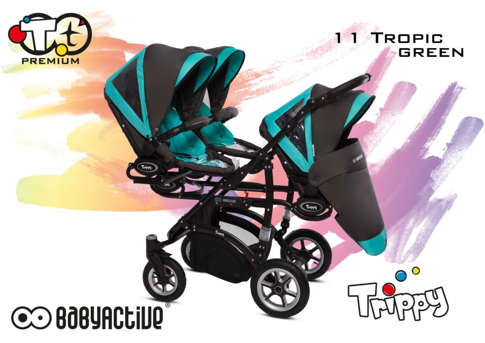 Коляска для тройни BabyActive Trippy Premium 2 в 1 (Бирюзовый)