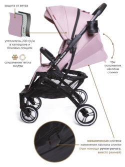 Прогулочная коляска  Jetem Lavida/розовый (черная рама)